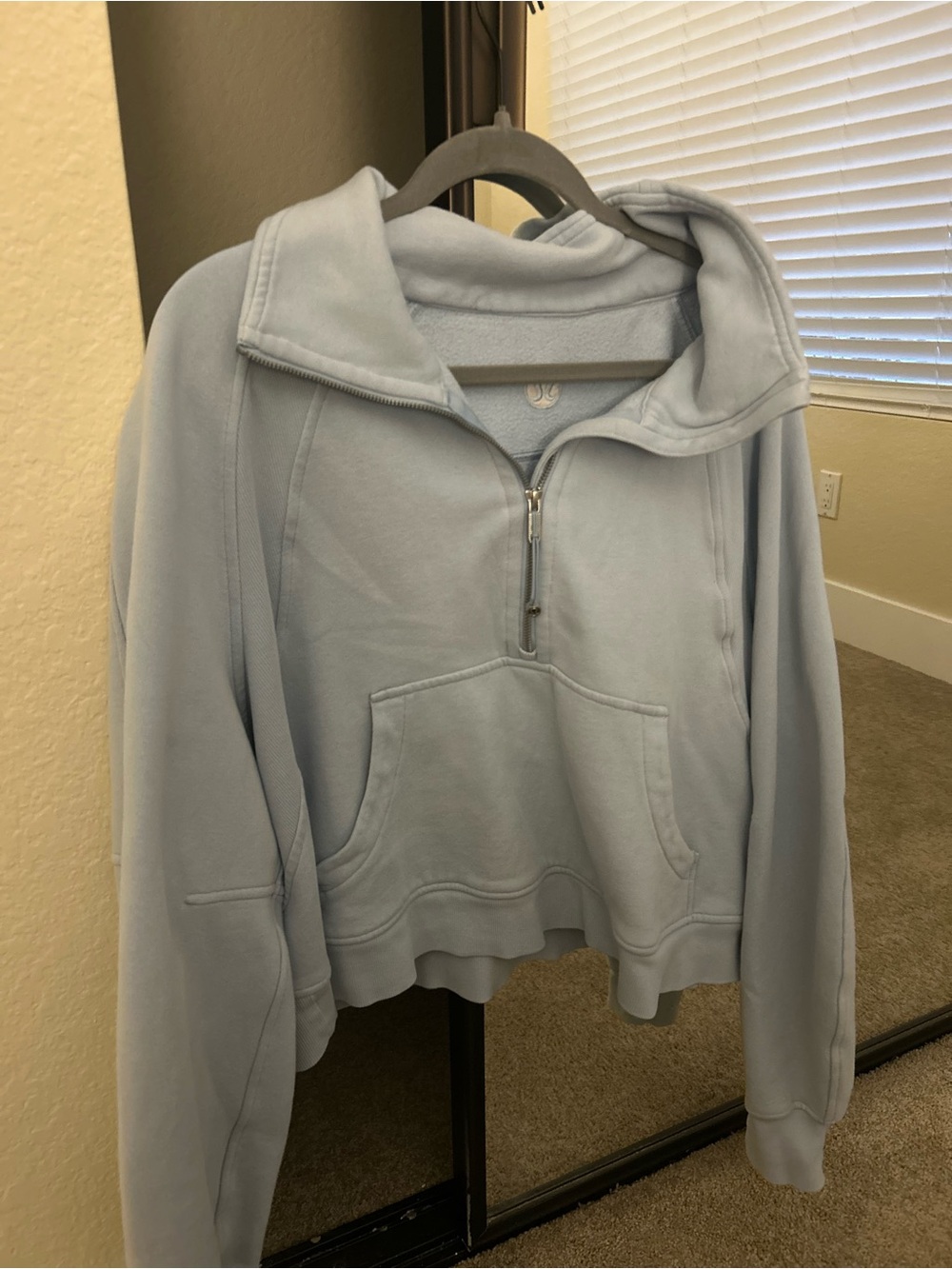Lululemon Scuba Half Zip Cropped Sweatshirt- Light Blue
